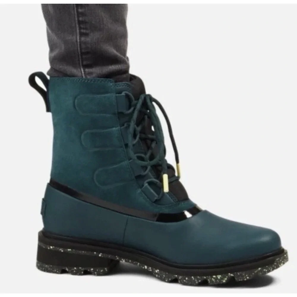 Women's Sorel Lennox Street Waterproof Lace-Up Hiking Boots Teal Blue Gorpcore 8